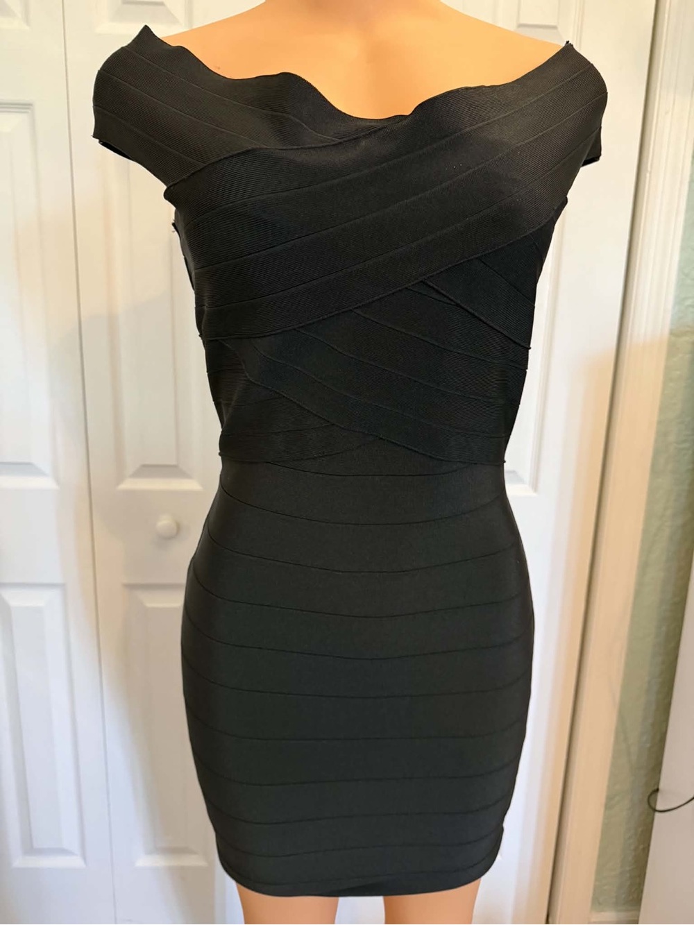 Fashion Nova Black Bandage Off Shoulder Mini Dress Size M